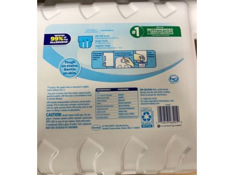 All With Stainlifters Laundry Detergent, Free & Clear, 166 Loads, 250 fl oz/7.39 L, Pack Of 2