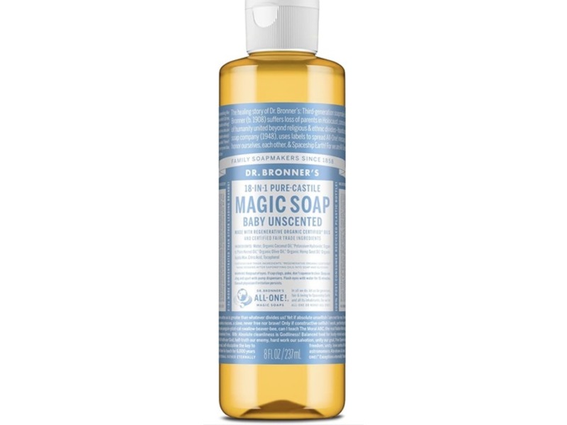 Dr. Bronner's Pure-Castile Magic Liquid Soap, Baby Unscented, 8 fl oz/237 mL