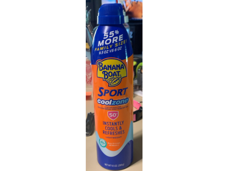Banana Boat Sport Coolzone Clear Sunscreen Spray, SPF 50+, 9.5 oz/269 g