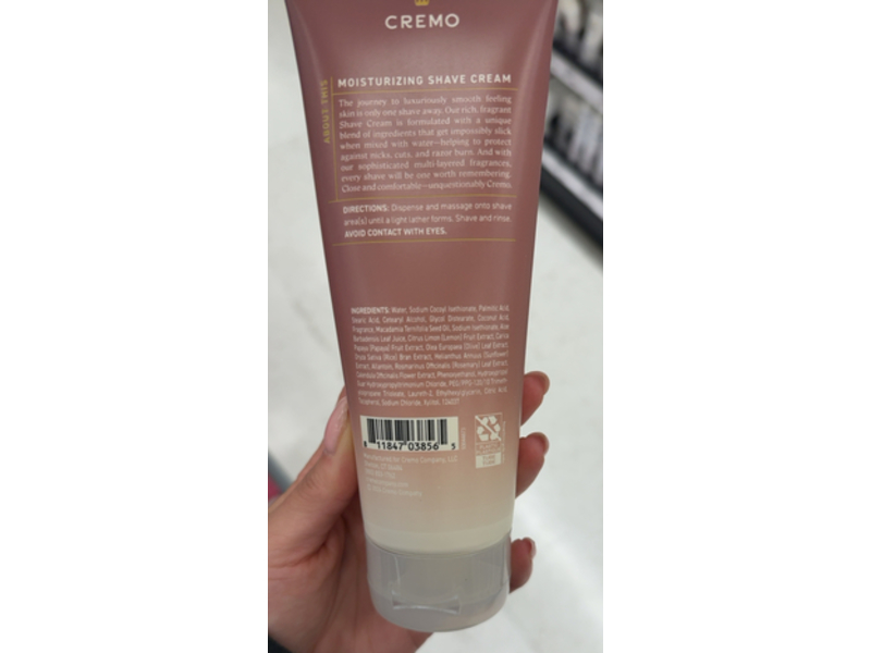 Cremo Shave Cream, Vanilla Tonka, 6 fl oz/177 mL