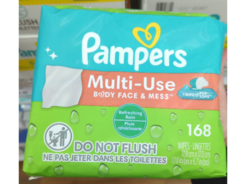 Pampers Multi-Use Body Face & Mess, Refreshing Rain, 168 Counts