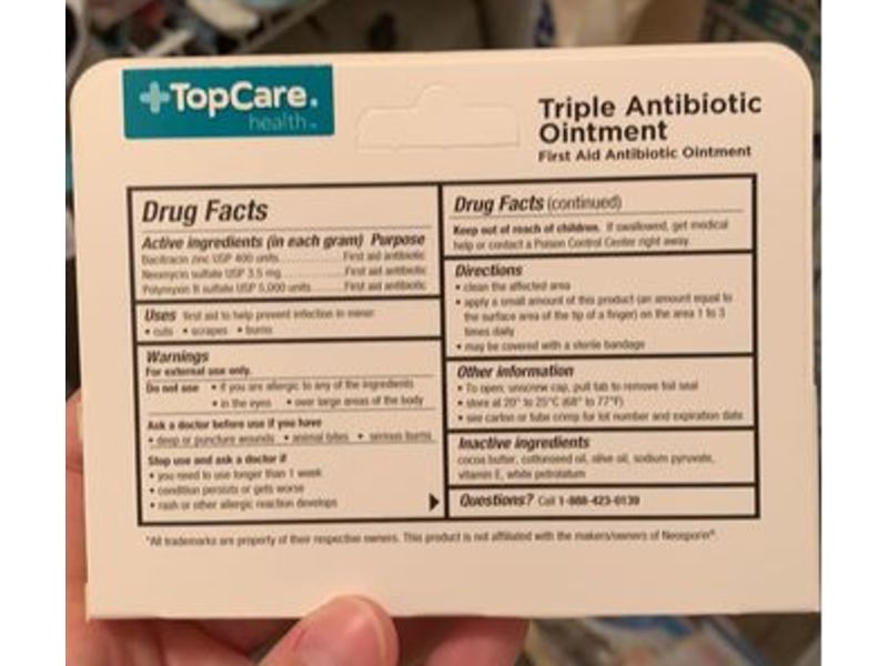 TopCare Triple Antibiotic Ointment, Original Strength, 1 oz/28.3 g