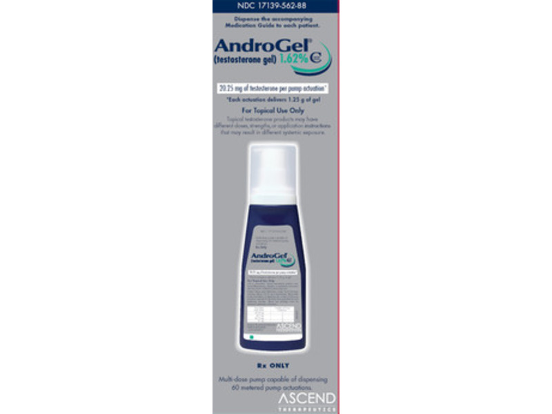AndroGel (testosterone) gel, 1%, 88 g, ASCEND Therapeutics (Rx)