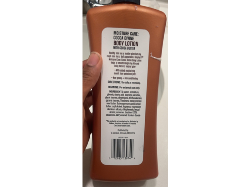 Simply Moisture Care Cocoa Divine Body Lotion, Cocoa Butter, 20.3 fl oz/600 mL
