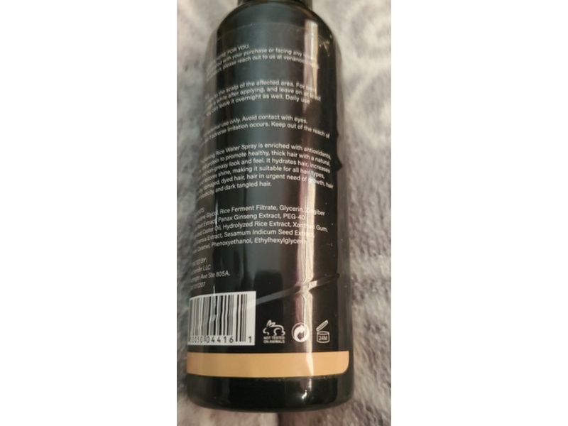 Venanoci Hair Growth Water Spray, Organic Black Rice, 100 mL