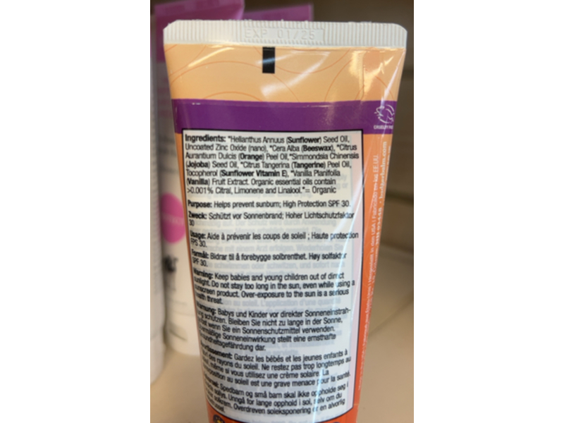 Badger Kids Sunscreen Cream, Tangerine & Vanilla, SPF 30 Sport, 2.9 fl oz/87 mL