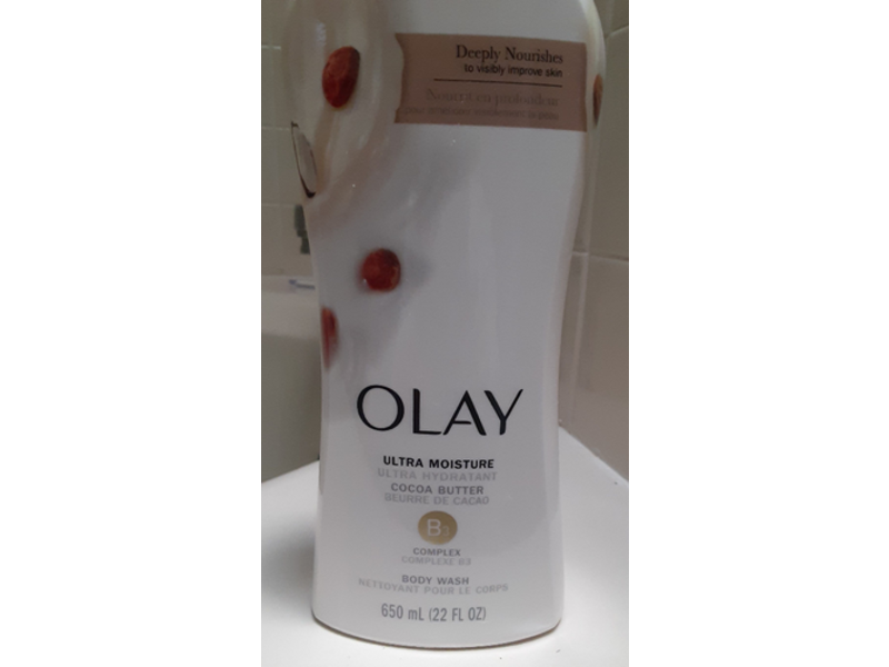 Olay Ultra Moisture Body Wash, Cocoa Butter, 22 fl oz/650 mL, Pack Of 4