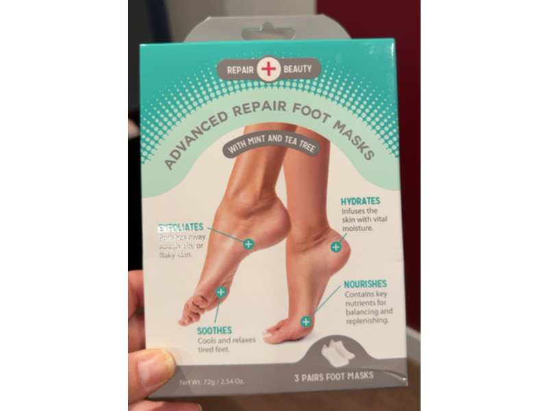 Repair Beauty Advanced Repair Foot Masks, Mint & Tea Tree, 2.54 oz/72 g, 3 Pairs