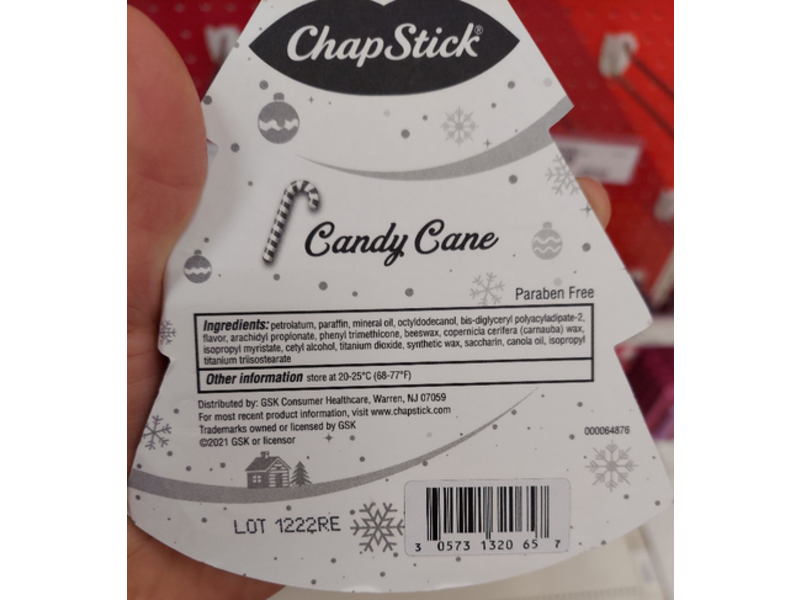 Chapstick Holiday Tree Lip Balm, Candy Cane, 0.15 oz/4 g