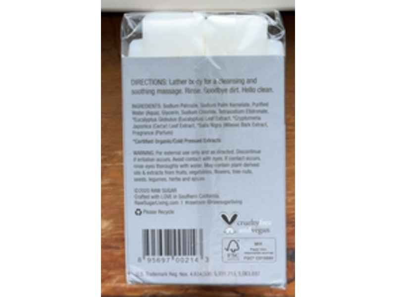 Raw Sugar Bar Soap, Eucalyptus + Cedar Leaf, 10 oz/284 g,