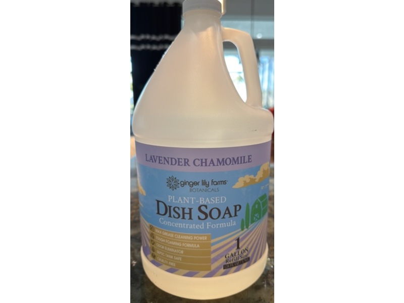 Ginger Lily Farms Botanicals Plant-Based Liquid Dish Soap, Lavender Chamomile, 128 fl oz