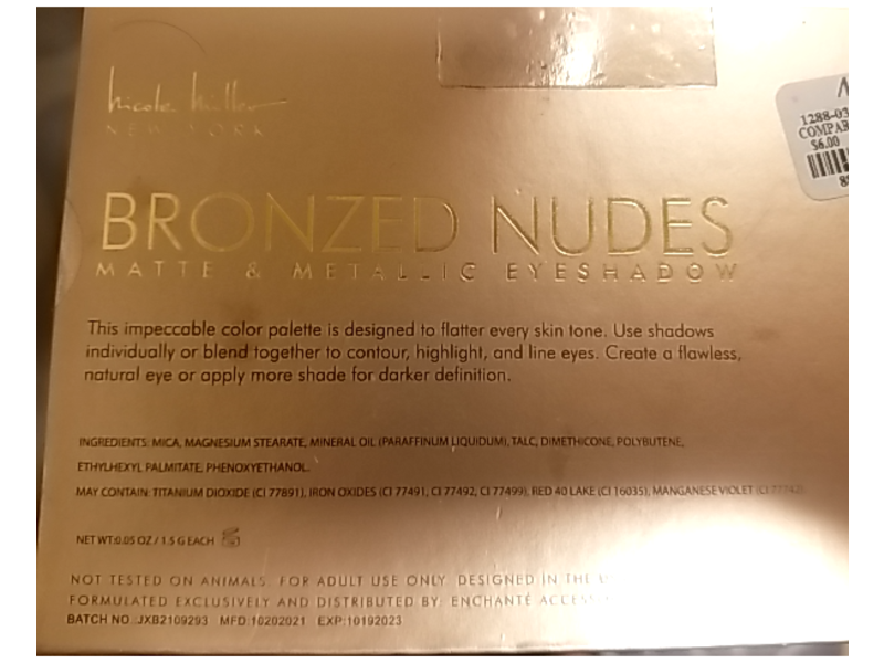 Nicole Miller New York Bronzed Nudes Matte Metallic Eyeshadow, 0.05 oz/1.5 g