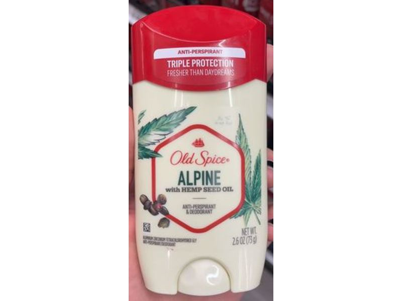 Old Spice Anti-Perspirant & Deodorant, Alpine With Hemp Seed Oil, 2.6 oz/73 g