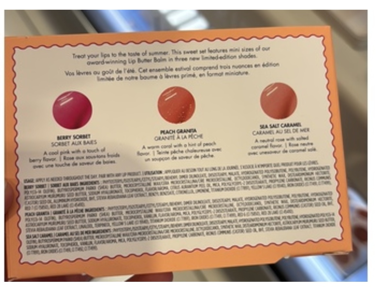 Summer Fridays The Sweet Summer Minis Lip Butter Balm Set, Berry Sorbet, Peach Granita & Sea Salt Caramel, 0.16 oz/5 g