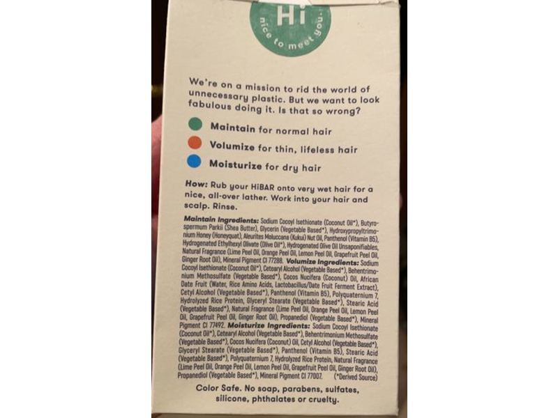 HiBAR Solid Shampoo Bar, 1.7 oz/48 g