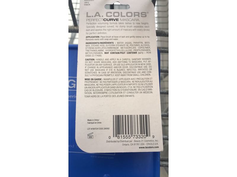 La Colors Perfect Curve Volumizes & Curls Lashes, Very Black, 0.3 fl oz/9 mL