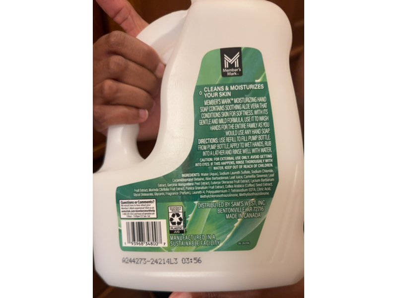 Member's Mark Moisturizing Hand Soap, Aloe Vera, 80 fl oz/2.37 L