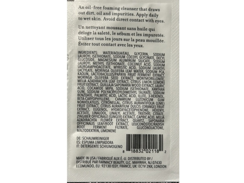 FARMACY Whipped Greens Oil-Free Foaming Cleanser, Moringa & Papaya, 0.05 fl oz/1.5 mL