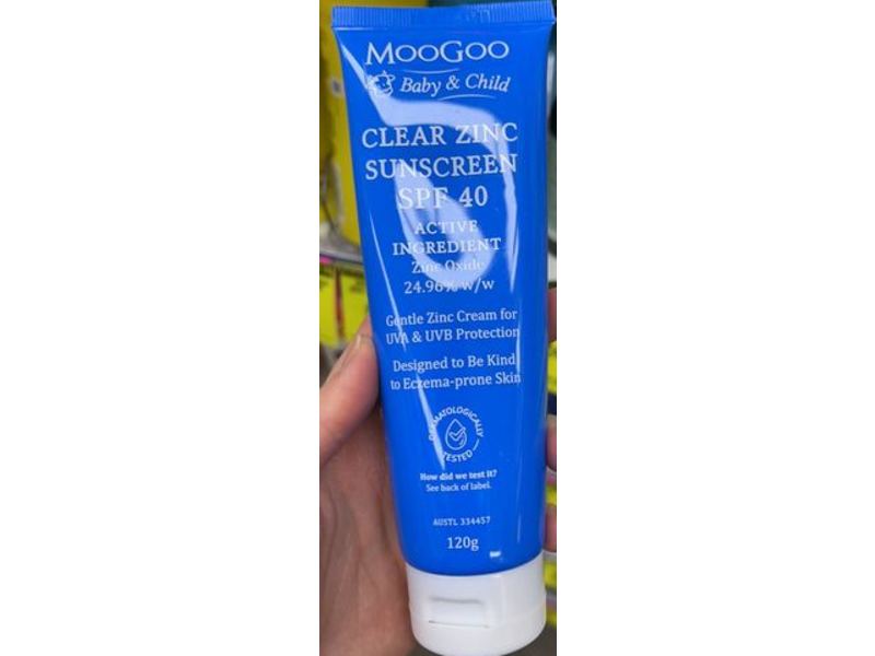 MooGoo Baby & Child Clear Zinc Sunscreen, SPF 40, 120 g