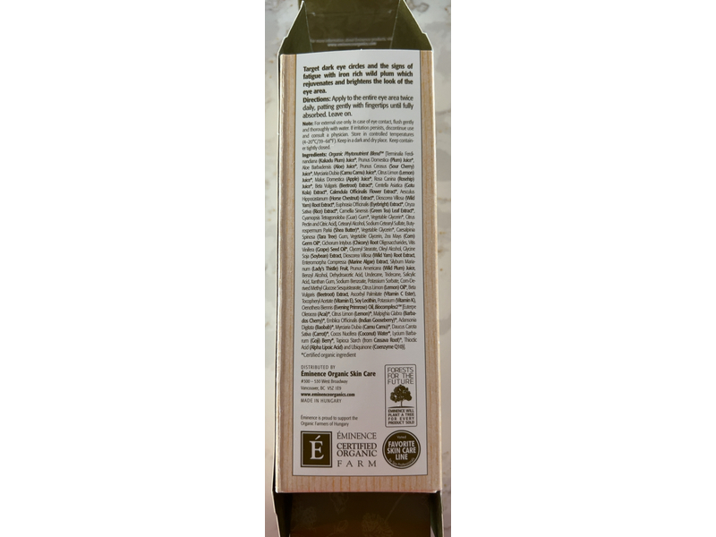 Eminence Organic Skin Care Wild Plum Eye Cream, 1.05 fl oz/30 mL