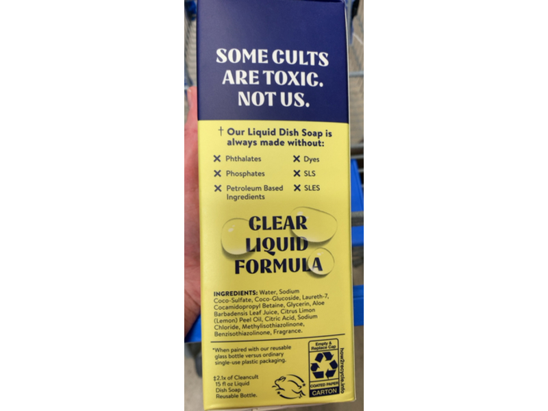 Cleancult Liquid Dish Soap Refill, Lemon Verbena, 32 fl oz