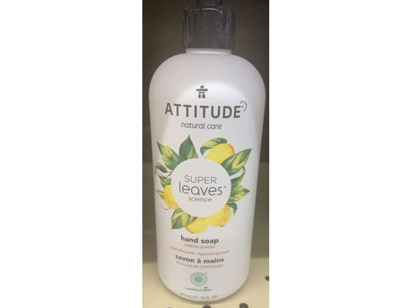Attitude Natural Care Hand Soap, Lemon Leaves, Super Leaves Science, 16 fl oz/473 mL