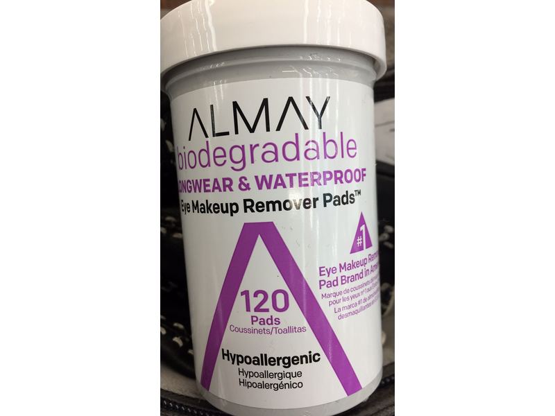 Almay Biodegradable Long Wear & Waterproof Eye Makeup Remover Pads, 120 Count