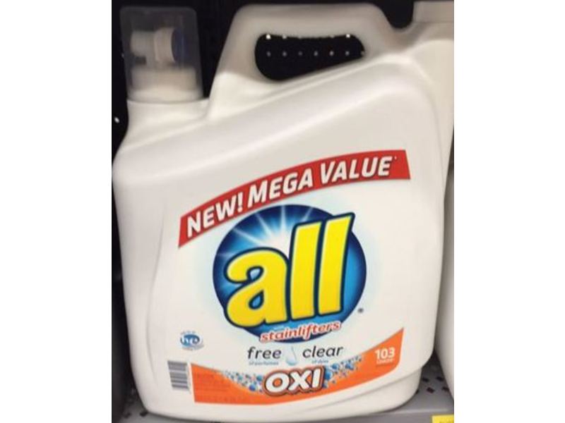 All Stainlifters Oxi Laundry Detergent, Free & Clear, 103 Loads, 184.5 fl oz/5.45 L
