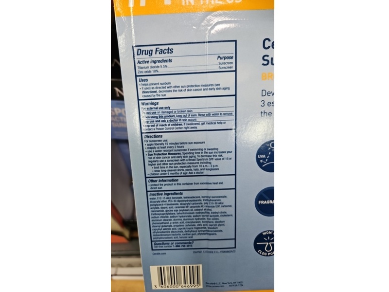 CeraVe Hydrating Sheer Tint Mineral Sunscreen, SPF 30, 1,7 fl oz/50 mL, Pack of 2