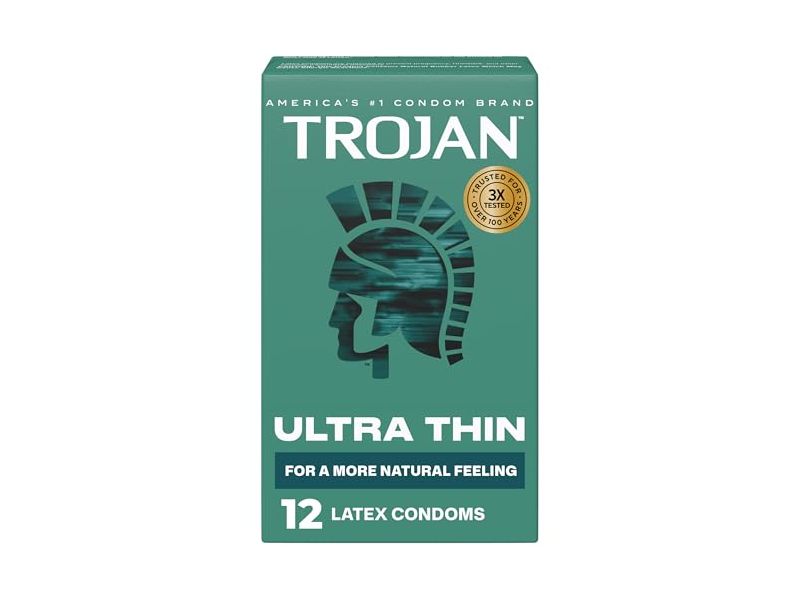 Trojan Ultra Thin Latex Lubricated Condoms, 12 Count