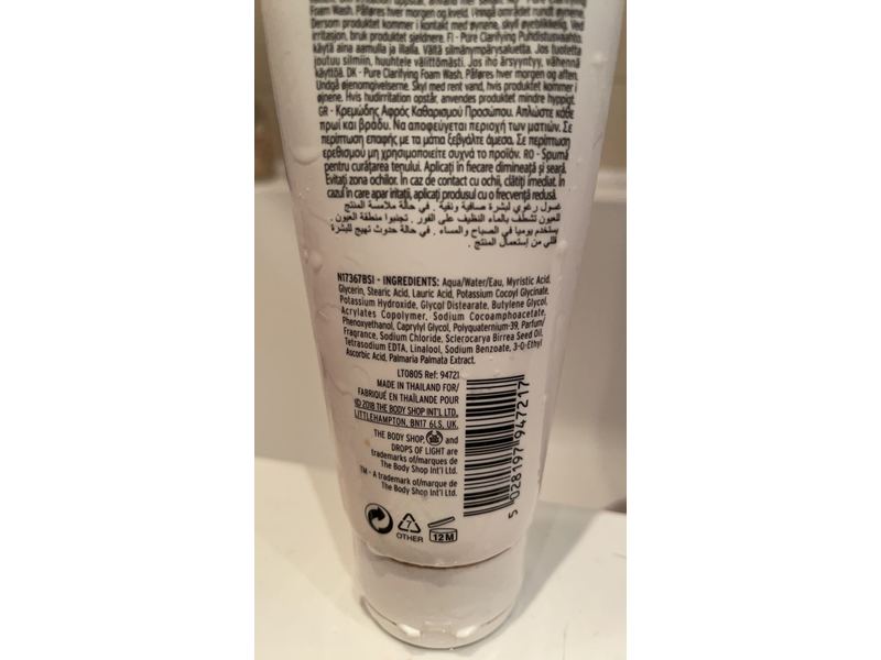 The Body Shop Pure Clarifying Foam Wash, Drops Of Light, 42 fl oz/125 mL