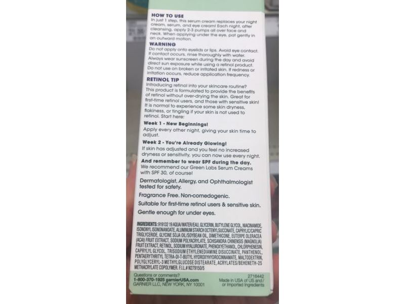 Garnier Super Smoothing Serum Cream, Retinol-Berry, 1.7 fl oz/50 mL