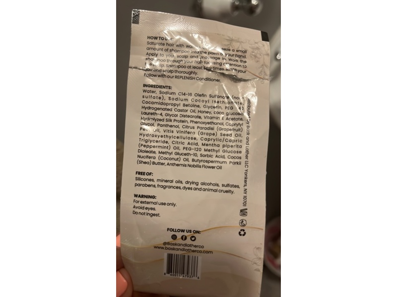 Bask & Lather Strengthen Shampoo, 0.5 fl oz/20 mL