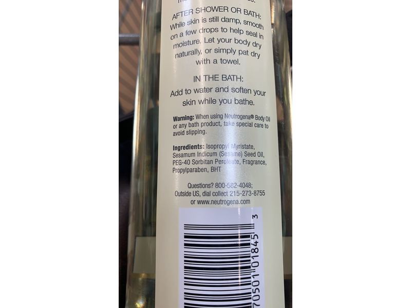 Neutrogena Body Oil, Light Sesame Formula, 16 fl oz/473 mL