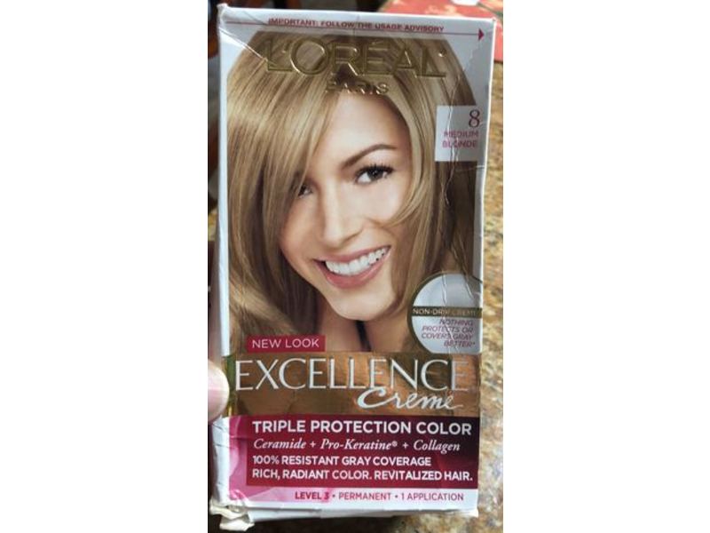 L'Oreal Paris Excellence Creme Triple Protection Color, 8 Medium Blonde