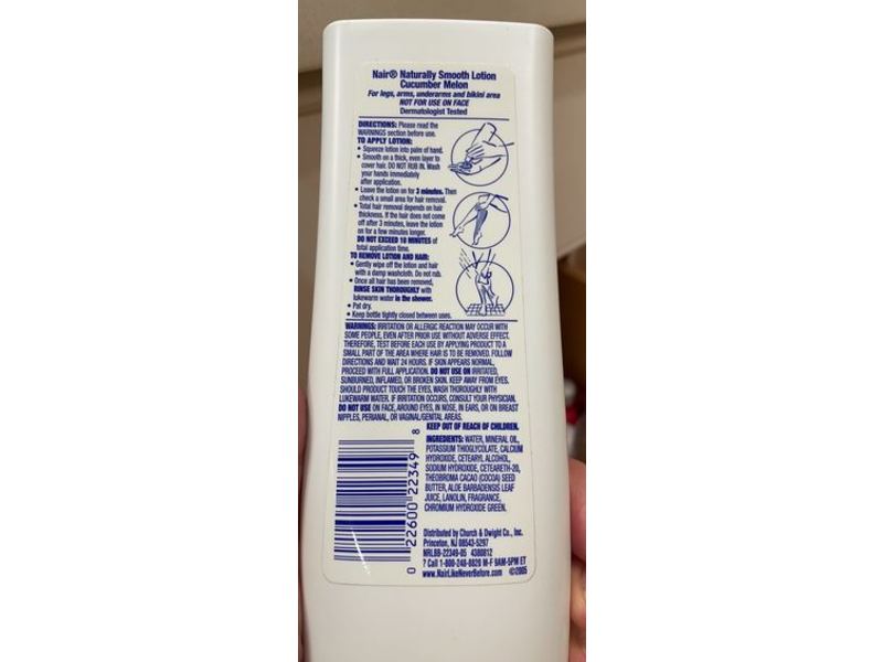 Nair Hair Remover Lotion, Cucumber Melon, 9 oz/255 g