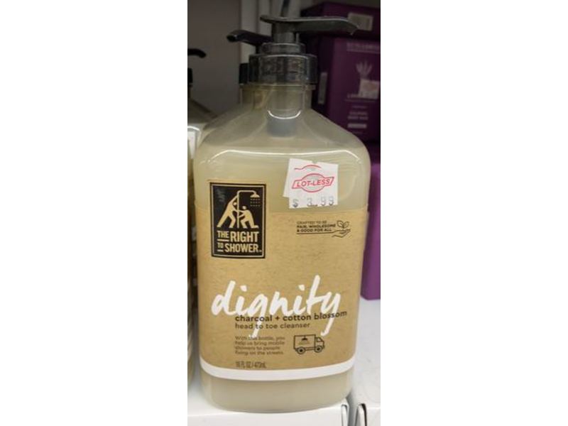 The Right to Shower Dignity Head To Toe Cleanser, Charcoal + Cotton Blossom, 16 fl oz/473 mL