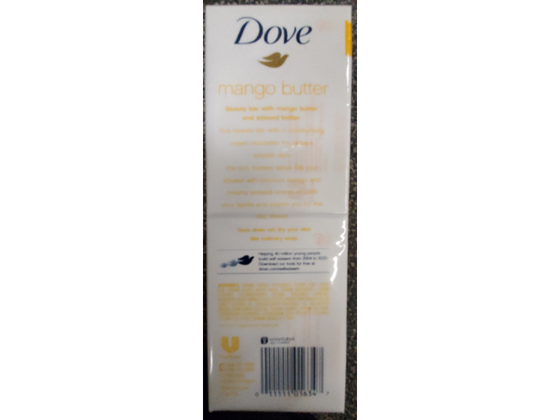 Dove Purely Pampering Mango Butter Beauty Bar, Mango Butter & Almond Butter, 3.75 oz/106 g, 6 Count