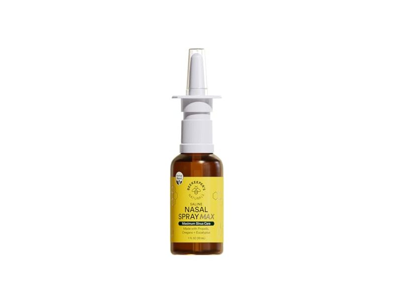 Beekeeper's Naturals Saline Nasal Spray Max, Propolis, Oregano + Eucalyptus, 1 fl oz/30 mL