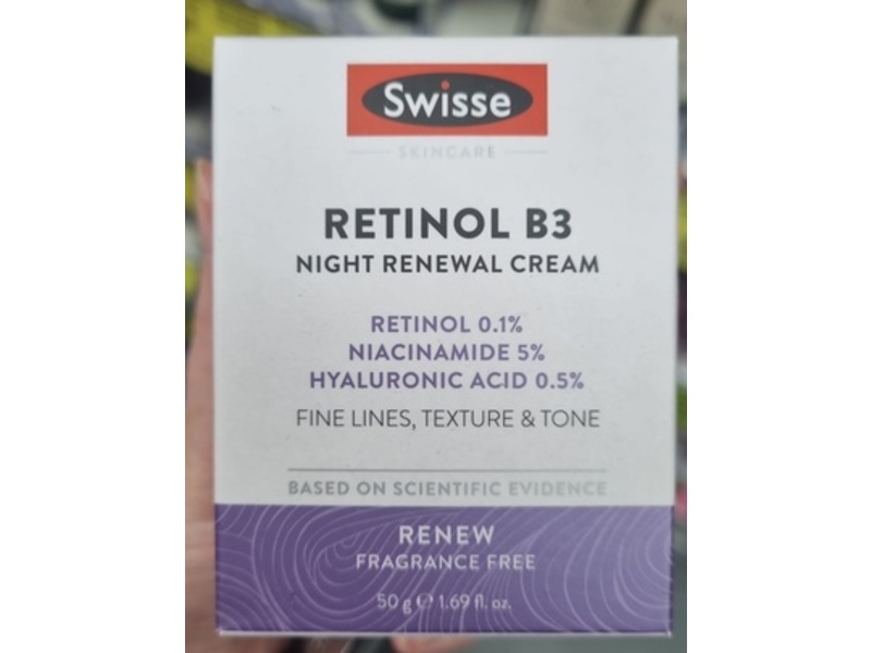 Swisse Skincare Retinol B3 Night Renewal Cream, 1.69 fl oz/50 g