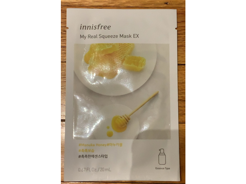 Innisfree My Real Squeeze Sheet Mask, Manuka Honey , 0.67 fl oz/20 mL