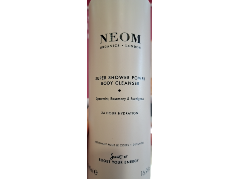 Neom Super Shower Power Body Cleanser Shower Gel, Spearmint, Rosemary & Eucalyptus, 16.9 fl oz/500 mL