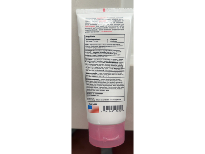 Hawaiian Blend Sensitive Skin Mineral Based Sunscreen, SPF 50, 5 fl oz/148 mL