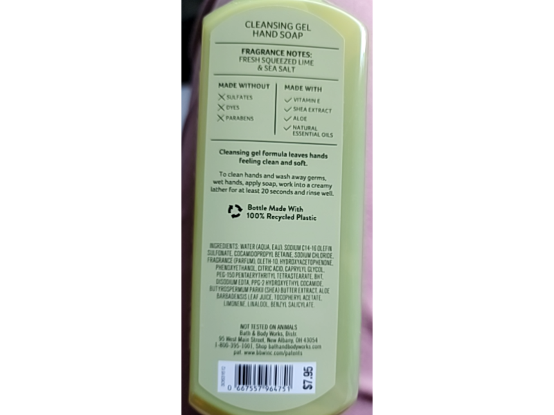 Bath & Body Works Cleansing Gel Hand Soap, Island Margarita, 8 fl oz/236 mL