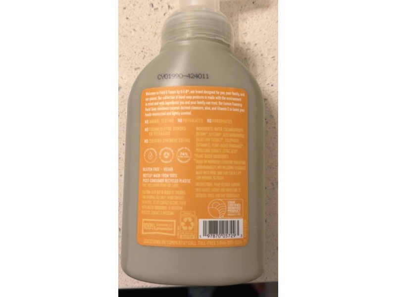 Field & Future By HEB Foaming Hand Soap, Lemon Scent, 10 fl oz/295 mL