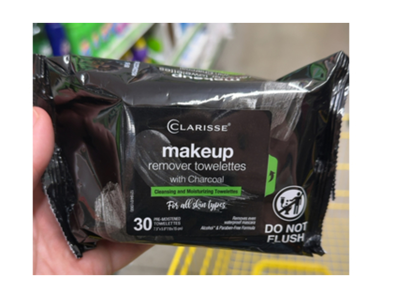 Clarisse Makeup Remover Towelettes, Charcoal, 30 Count