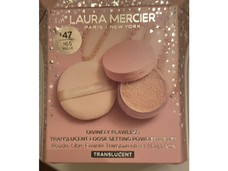 Laura Mercier Divinely Flawless Loose Setting Powder & Puff, Translucent, 1 oz/29 g