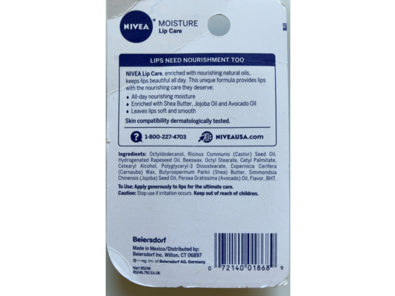 Nivea All Day Nourishing Moisture Lip Balm, 0.17 oz/4.8 g, Pack Of 2