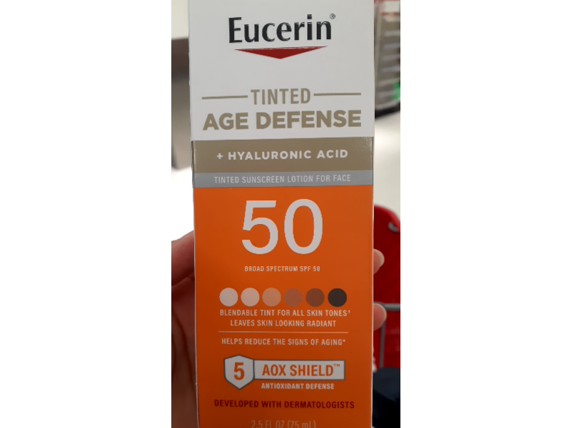 Eucerin Age Defense Tinted Sunscreen Lotion, SPF 50, 2.5 fl oz/75 mL
