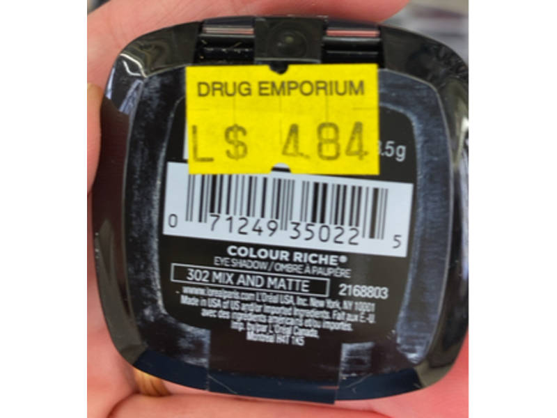L’Oréal Paris Colour Riche Eyeshadow, 302 Mix & Matte, 0.12 oz/3.5 g